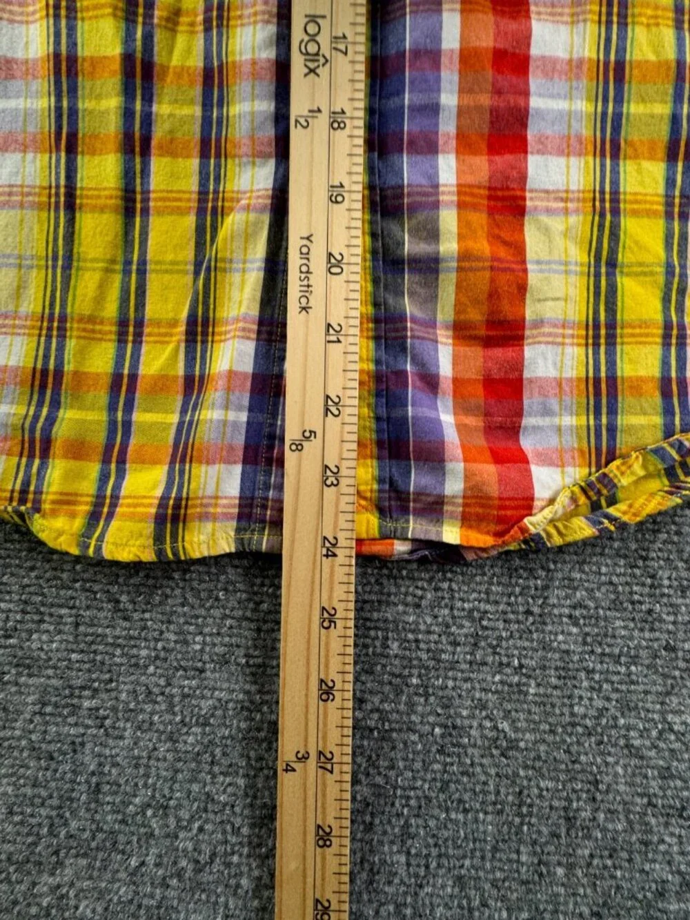 Ralph Lauren Boys Size Medium Button Up Shirt Short Sleeve Yellow Orange Plaid